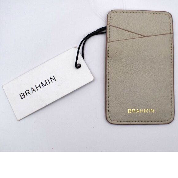 4/$100 Brahmin Sand Tan Cream Leather Card Case Wallet - Picture 2 of 4